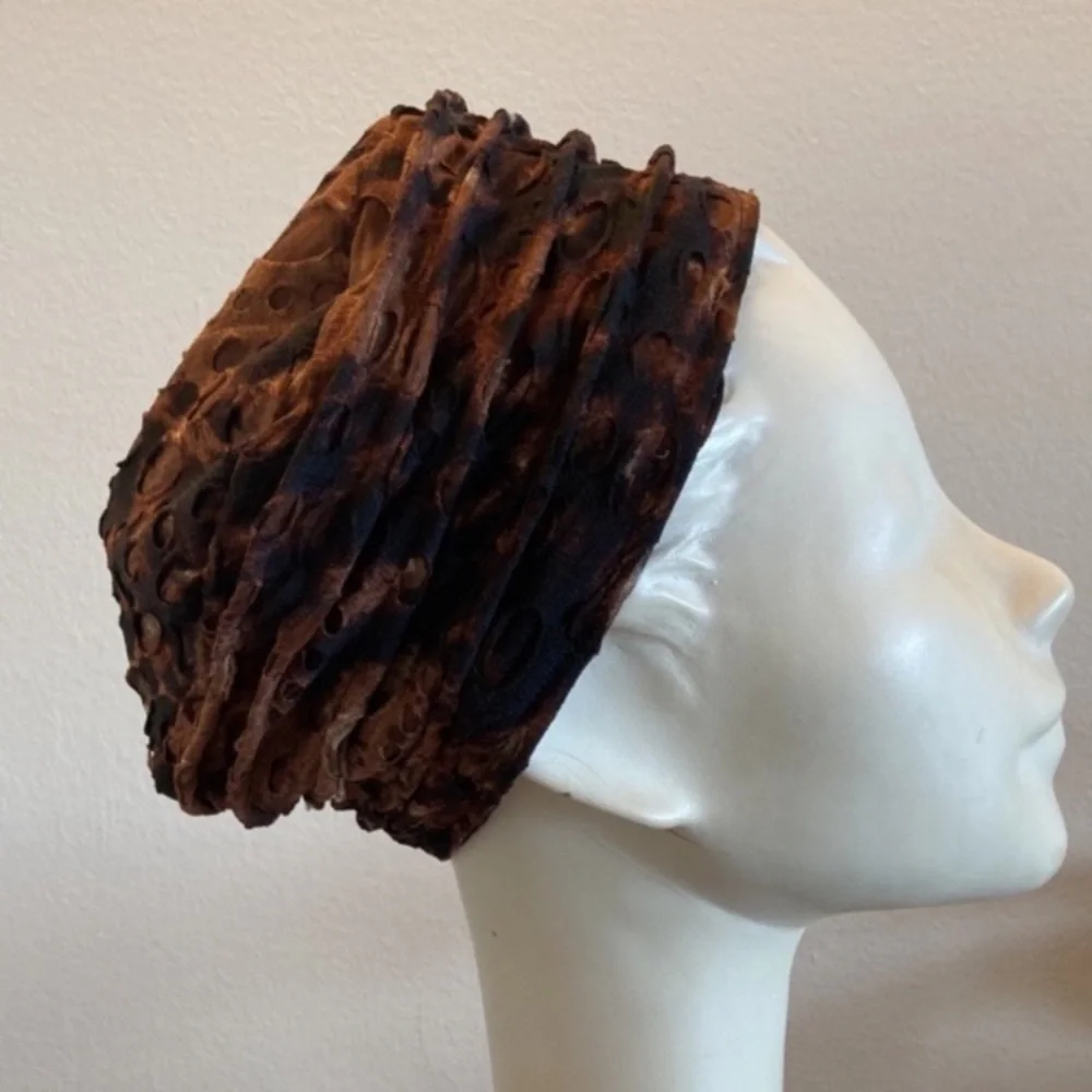 Jax Hatz packable fabric hat, lined with black stretch lace, fits 21” head
